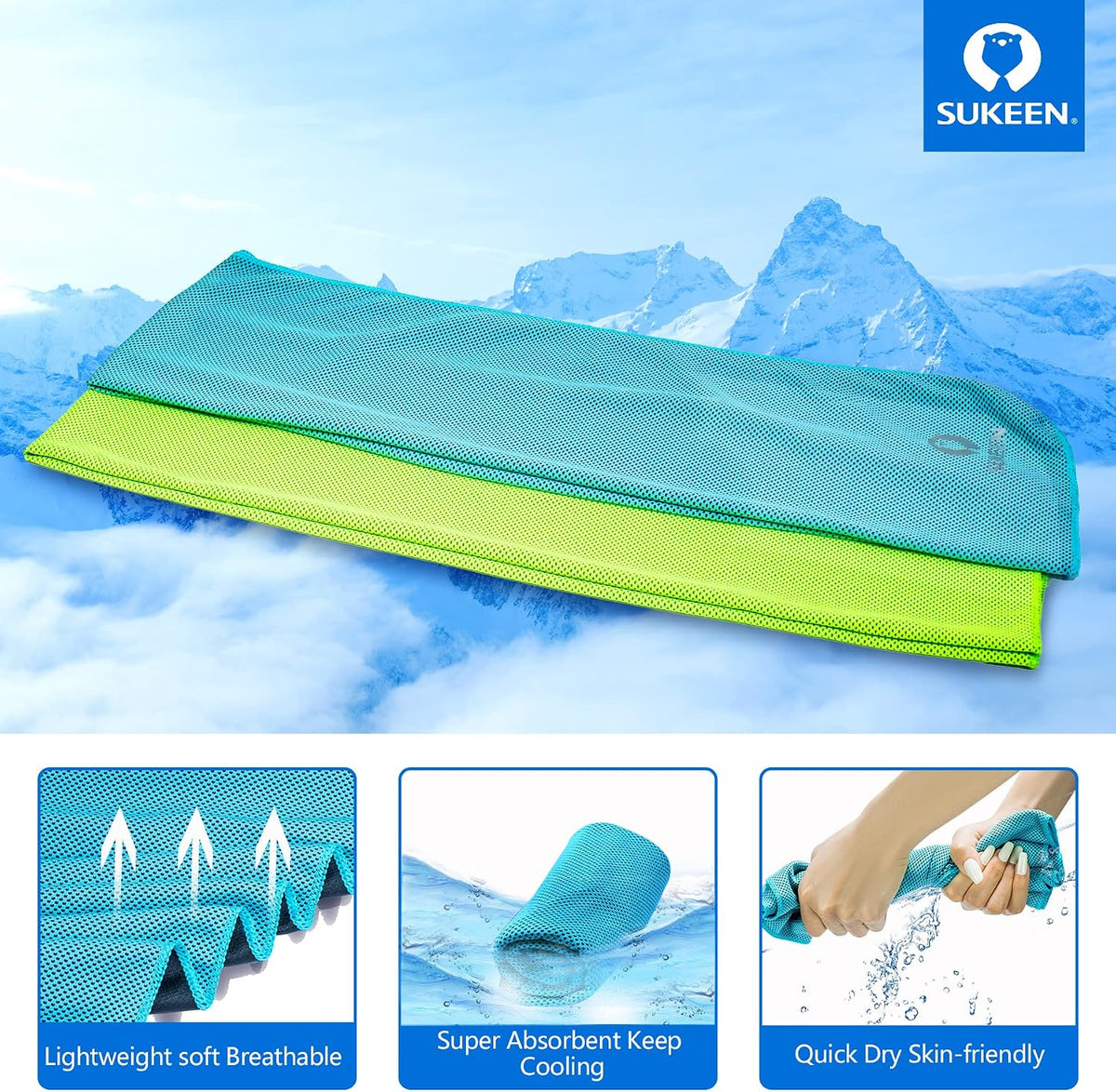 4 Pack Cooling Towels (40"x12") for Neck and Face Instant Cooling