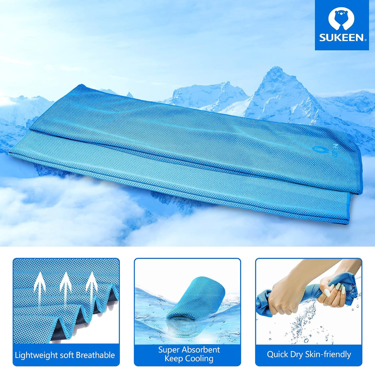 4 Pack Cooling Towels (40"x12") for Neck and Face Instant Cooling