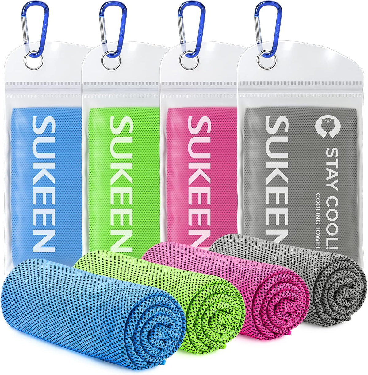 4 Pack Cooling Towels (40"x12") for Neck and Face Instant Cooling