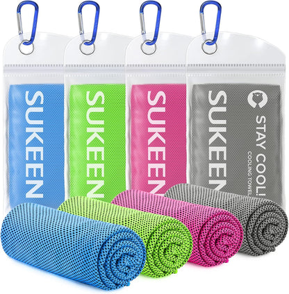 4 Pack Cooling Towels (40"x12") for Neck and Face Instant Cooling
