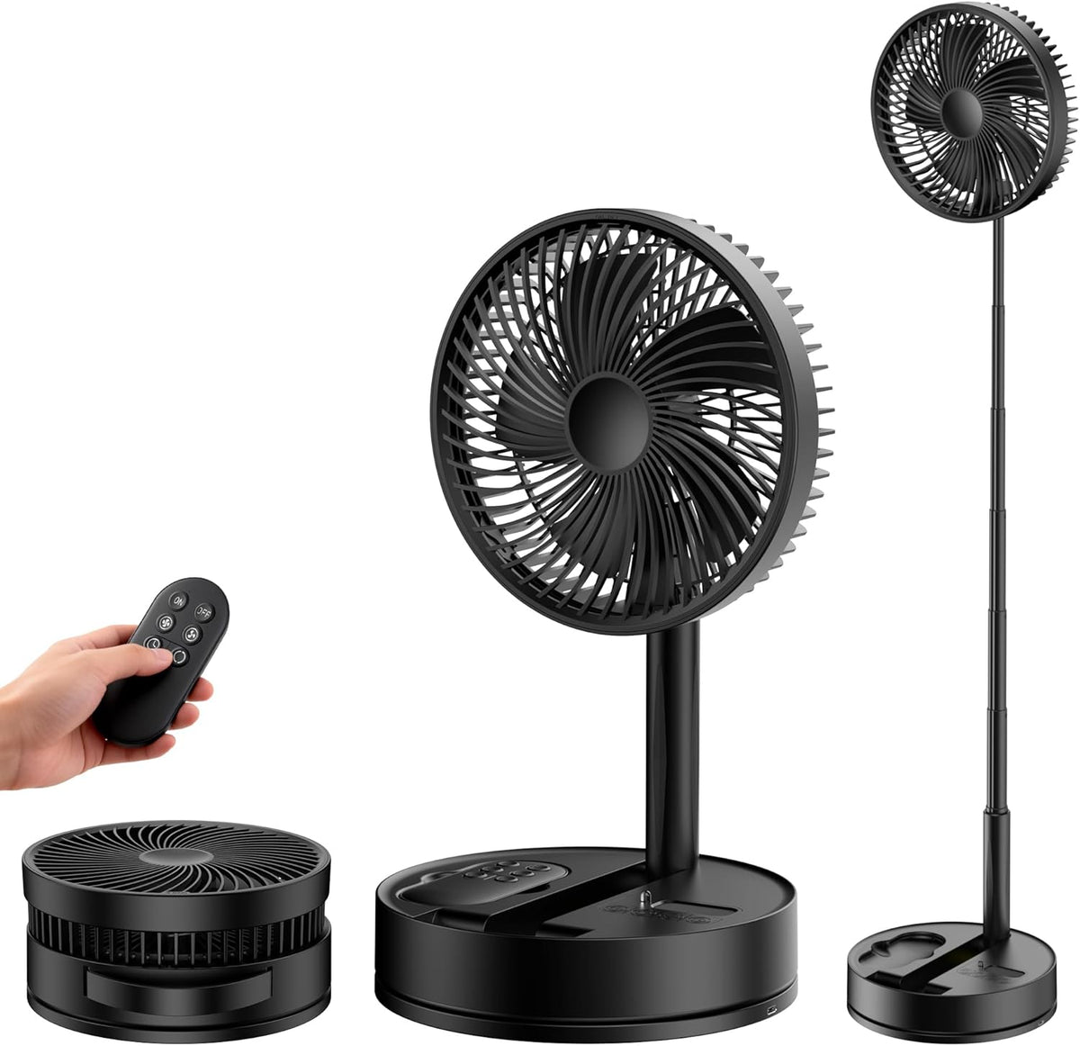 Portable Rechargeable Oscillating Travel Fan - 8" 8000mah Battery Operated
