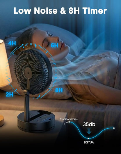 Portable Rechargeable Oscillating Travel Fan - 8" 8000mah Battery Operated