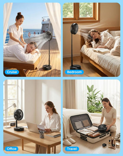 Portable Rechargeable Oscillating Travel Fan - 8" 8000mah Battery Operated