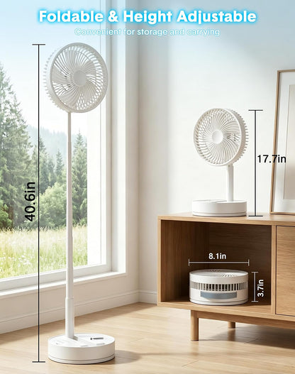 Portable Rechargeable Oscillating Travel Fan - 8" 8000mah Battery Operated