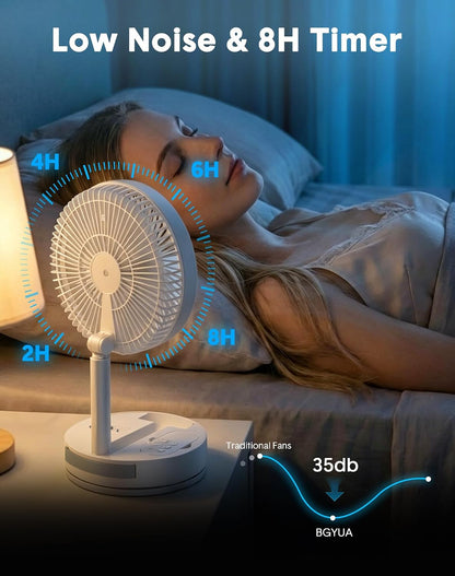 Portable Rechargeable Oscillating Travel Fan - 8" 8000mah Battery Operated