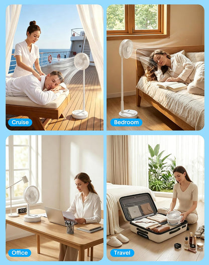 Portable Rechargeable Oscillating Travel Fan - 8" 8000mah Battery Operated