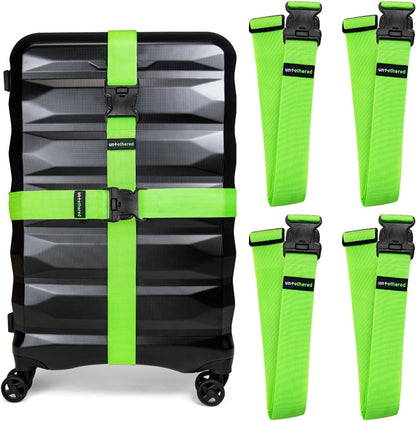 Luggage Straps for Suitcases, TSA Approved, 4-Pack, Green
