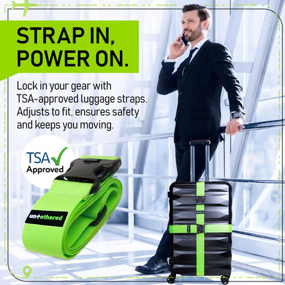 Luggage Straps for Suitcases, TSA Approved, 4-Pack, Green