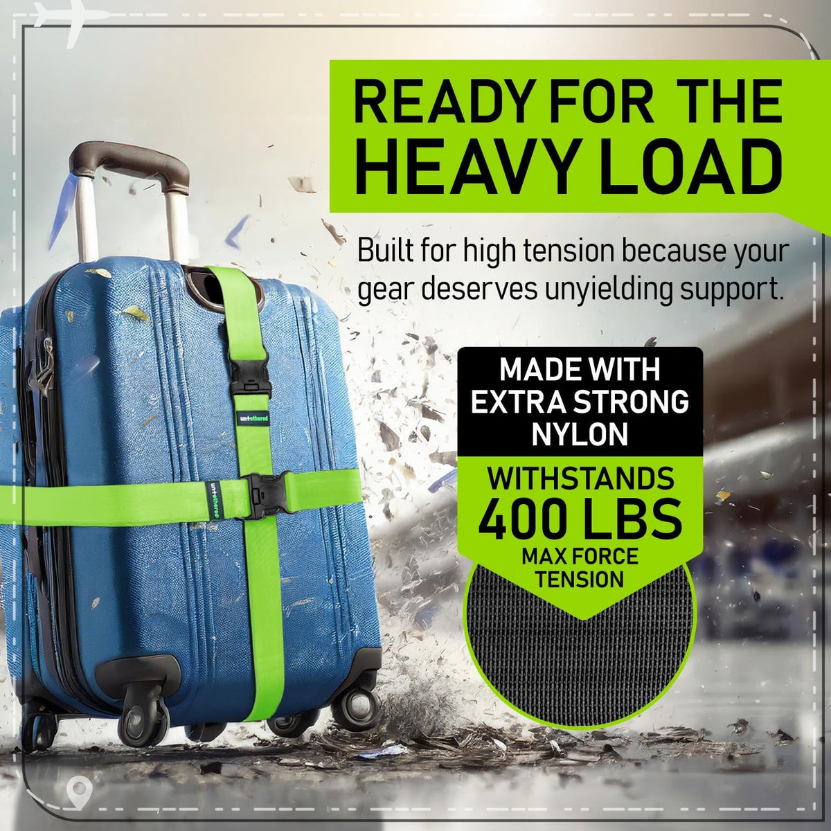 Luggage Straps for Suitcases, TSA Approved, 4-Pack, Green