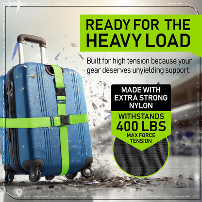 Luggage Straps for Suitcases, TSA Approved, 4-Pack, Green