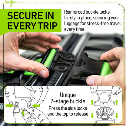 Luggage Straps for Suitcases, TSA Approved, 4-Pack, Green