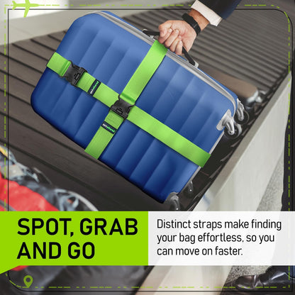 Luggage Straps for Suitcases, TSA Approved, 4-Pack, Green