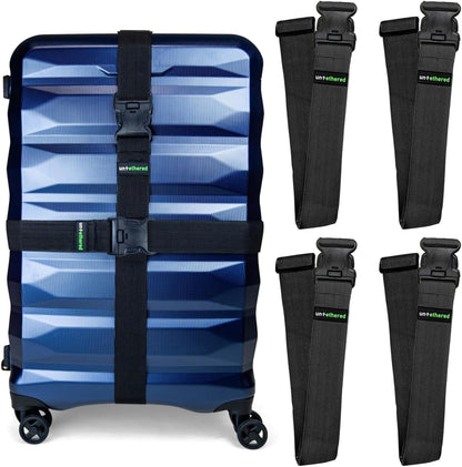 Luggage Straps for Suitcases, TSA Approved, 4-Pack, Green