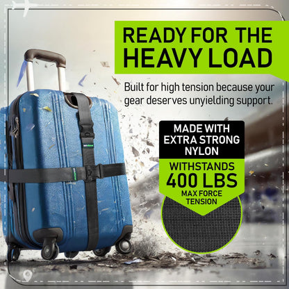 Luggage Straps for Suitcases, TSA Approved, 4-Pack, Green