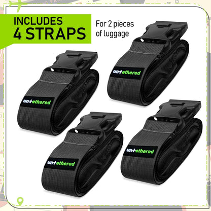 Luggage Straps for Suitcases, TSA Approved, 4-Pack, Green