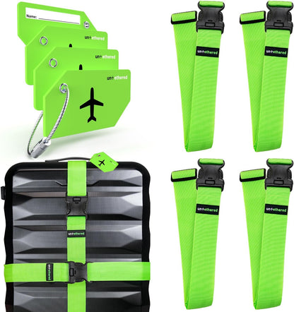 Luggage Straps for Suitcases, TSA Approved, 4-Pack, Green