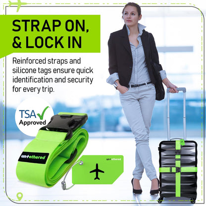 Luggage Straps for Suitcases, TSA Approved, 4-Pack, Green