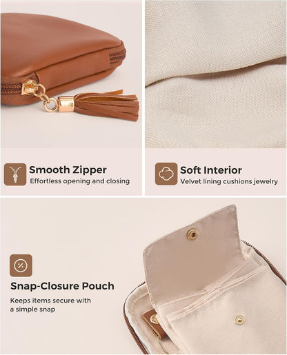 Travel Jewelry Case Organizer, Soft Jewellery Pouch -Cloud White