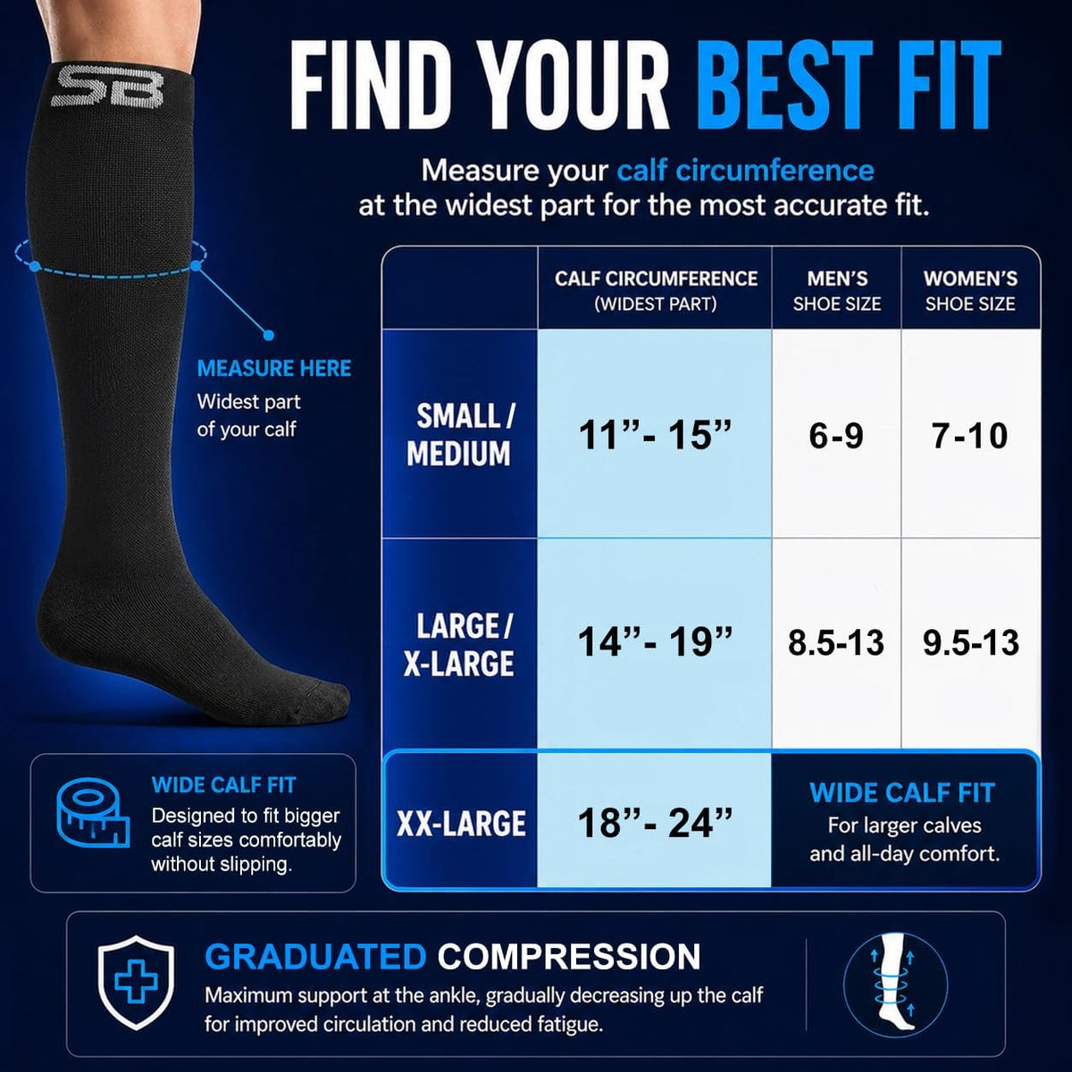 3-Pair Compression Socks (15-20mmHg)