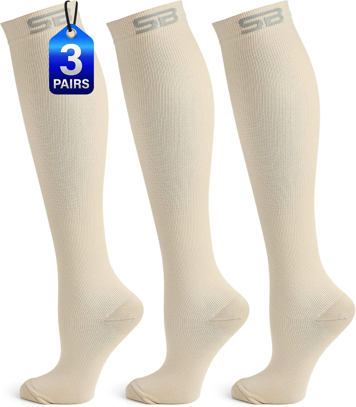 3-Pair Compression Socks (15-20mmHg)