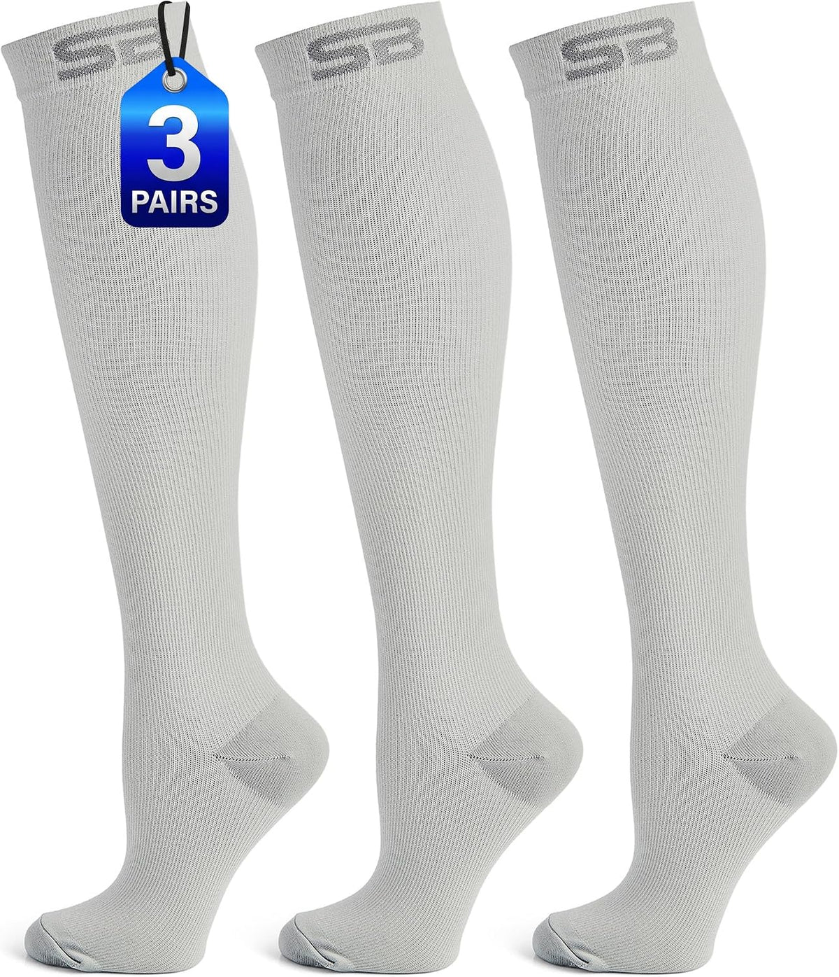 3-Pair Compression Socks (15-20mmHg)