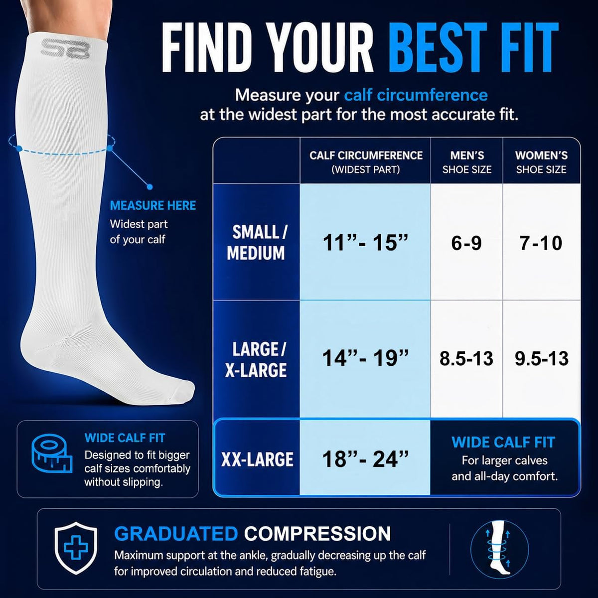 3-Pair Compression Socks (15-20mmHg)
