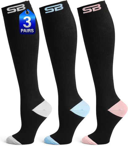 3-Pair Compression Socks (15-20mmHg)