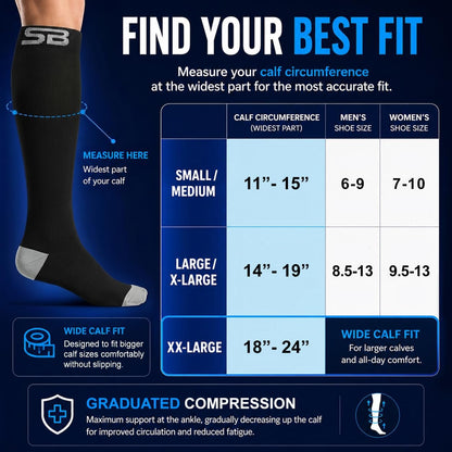 3-Pair Compression Socks (15-20mmHg)