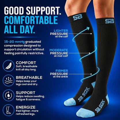 3-Pair Compression Socks (15-20mmHg)