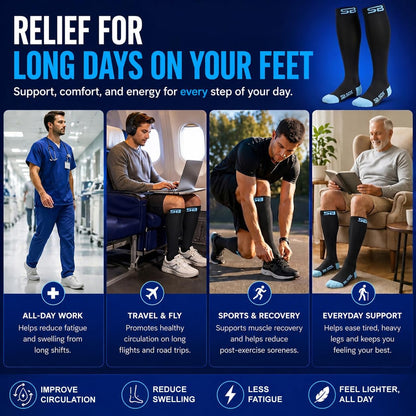 3-Pair Compression Socks (15-20mmHg)
