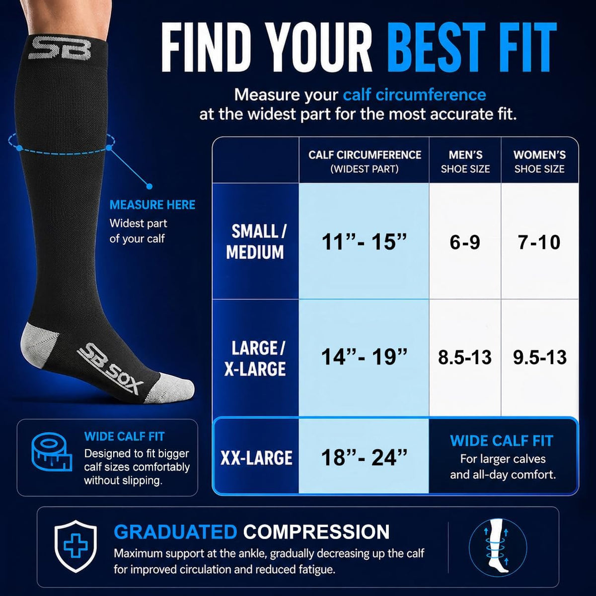 3-Pair Compression Socks (15-20mmHg)