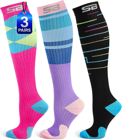 3-Pair Compression Socks (15-20mmHg)