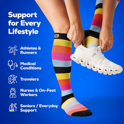 3-Pair Compression Socks (15-20mmHg)