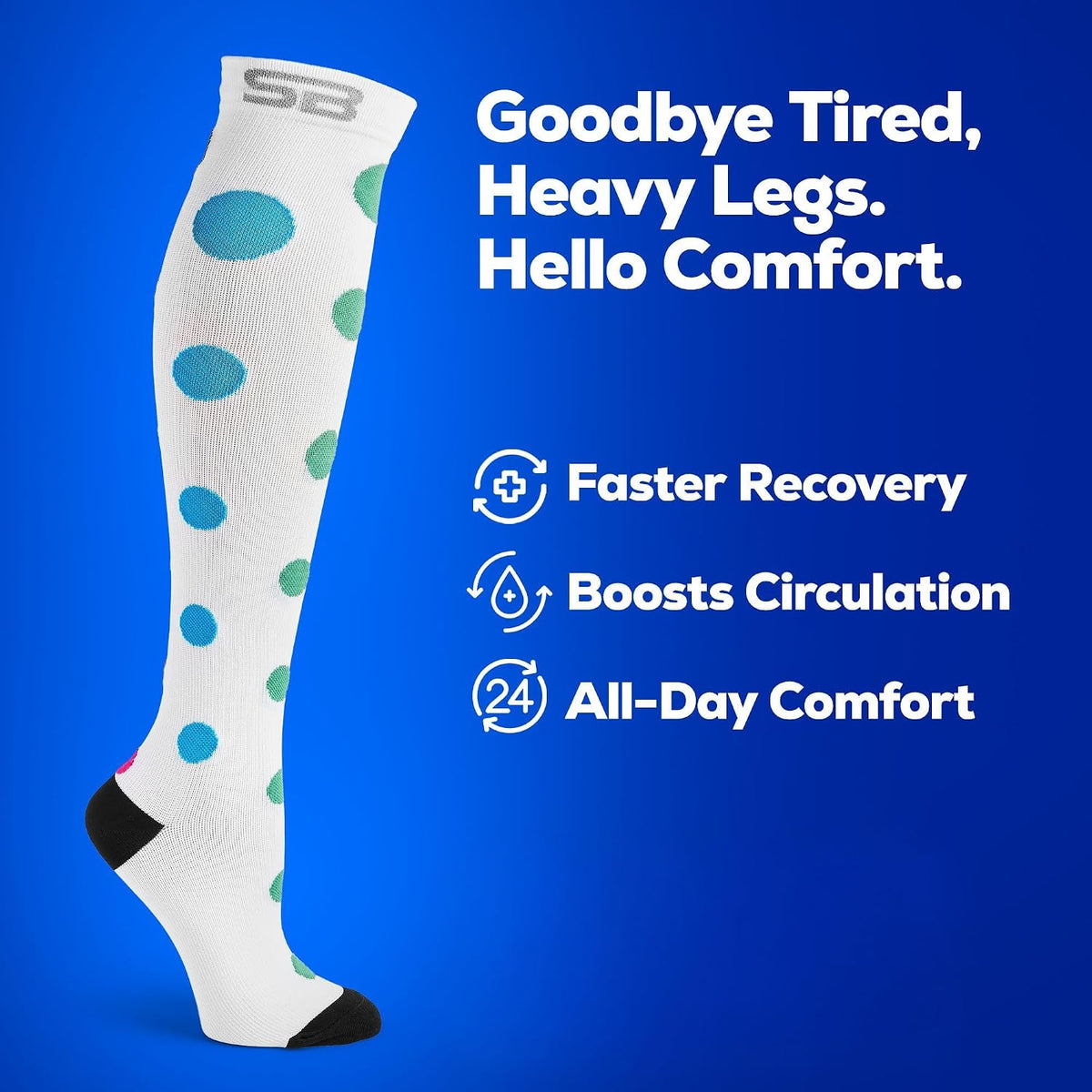 3-Pair Compression Socks (15-20mmHg)