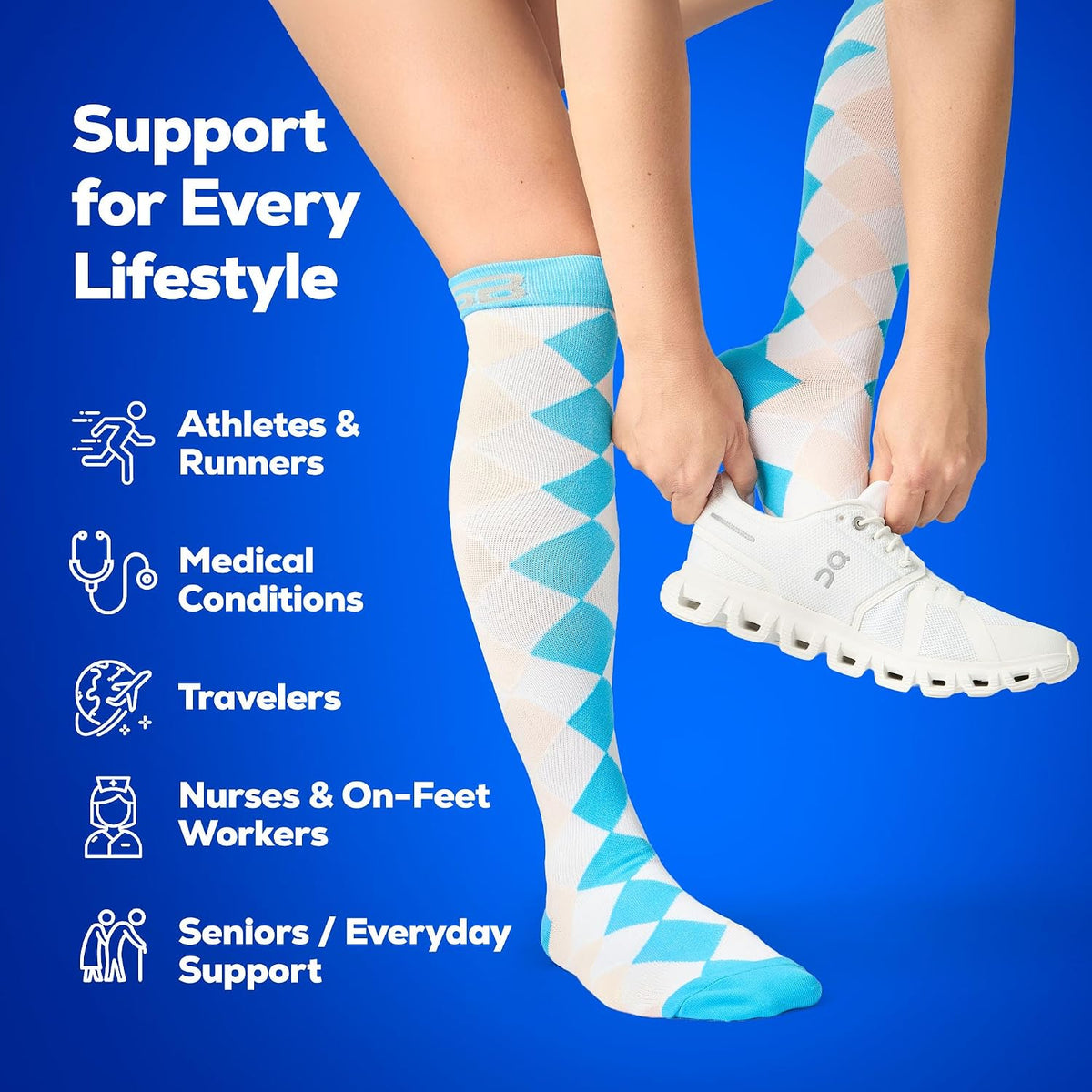 3-Pair Compression Socks (15-20mmHg)