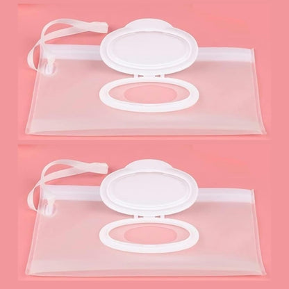 2Pcs White Baby Wipe Case Travel Holder Keeps Wipes Moist Set of Wet Diaper Wipes Holders Cases Portable Travel On The Go Refillable Dispenser Container Waterproof Wipe Container with Sealed Diapering