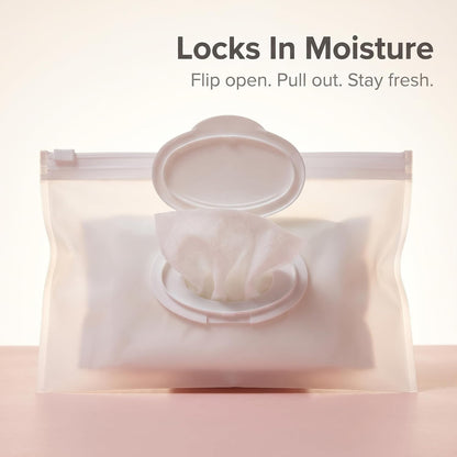 2Pcs White Baby Wipe Case Travel Holder Keeps Wipes Moist Set of Wet Diaper Wipes Holders Cases Portable Travel On The Go Refillable Dispenser Container Waterproof Wipe Container with Sealed Diapering