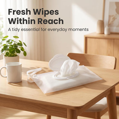2Pcs White Baby Wipe Case Travel Holder Keeps Wipes Moist Set of Wet Diaper Wipes Holders Cases Portable Travel On The Go Refillable Dispenser Container Waterproof Wipe Container with Sealed Diapering