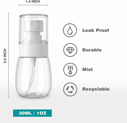 Fine Mist Travel Spray Bottles, Refillable Cosmetic Containers