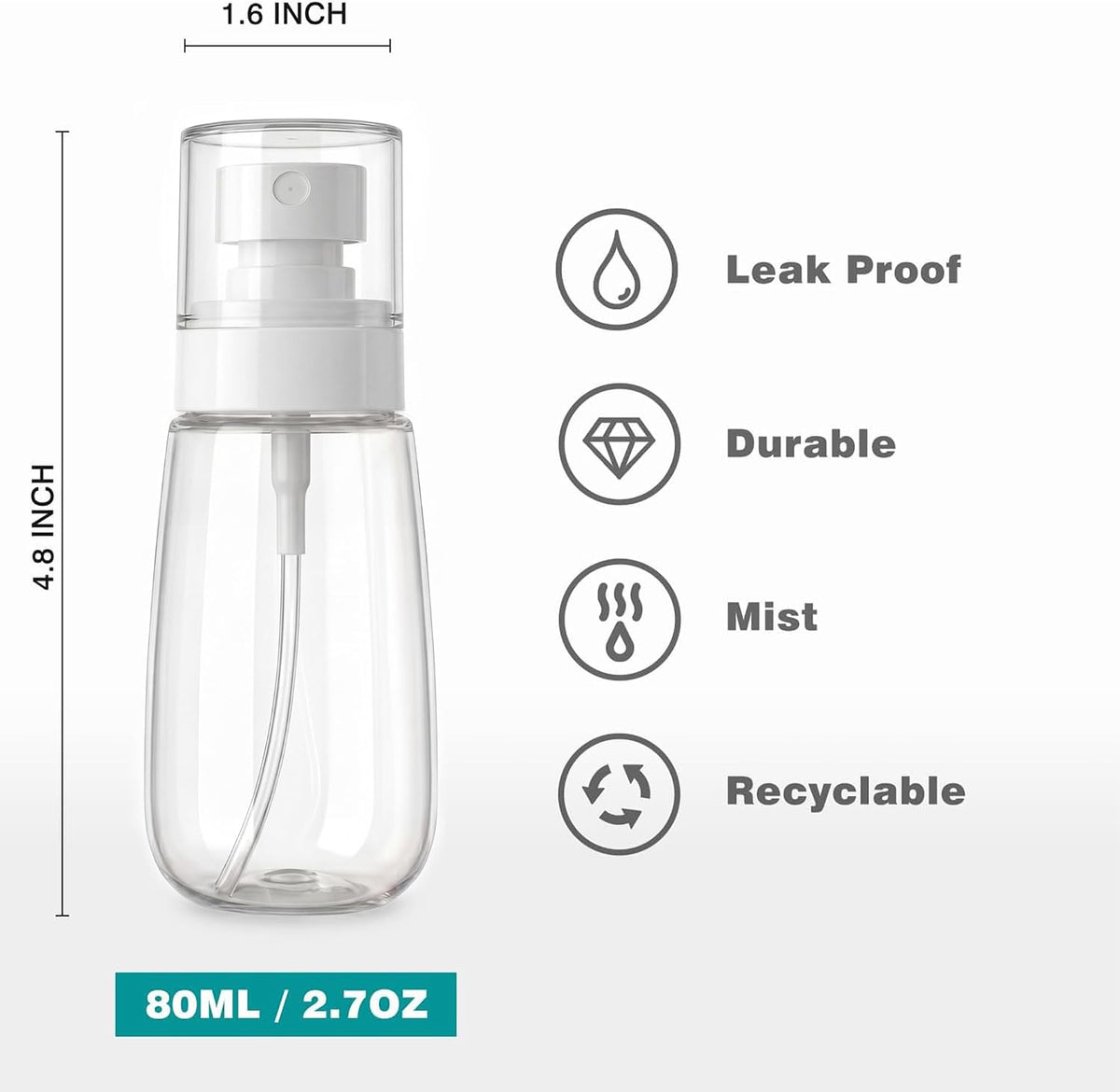 Fine Mist Travel Spray Bottles, Refillable Cosmetic Containers