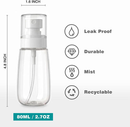Fine Mist Travel Spray Bottles, Refillable Cosmetic Containers