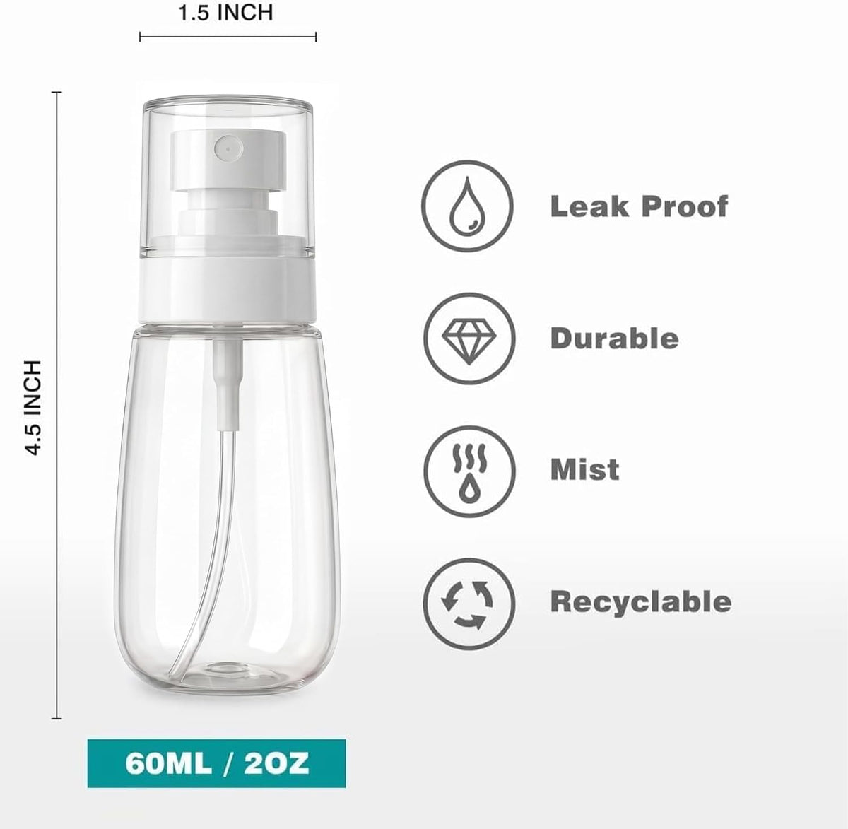 Fine Mist Travel Spray Bottles, Refillable Cosmetic Containers