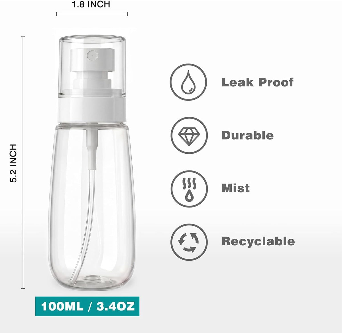 Fine Mist Travel Spray Bottles, Refillable Cosmetic Containers