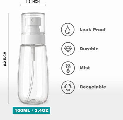 Fine Mist Travel Spray Bottles, Refillable Cosmetic Containers