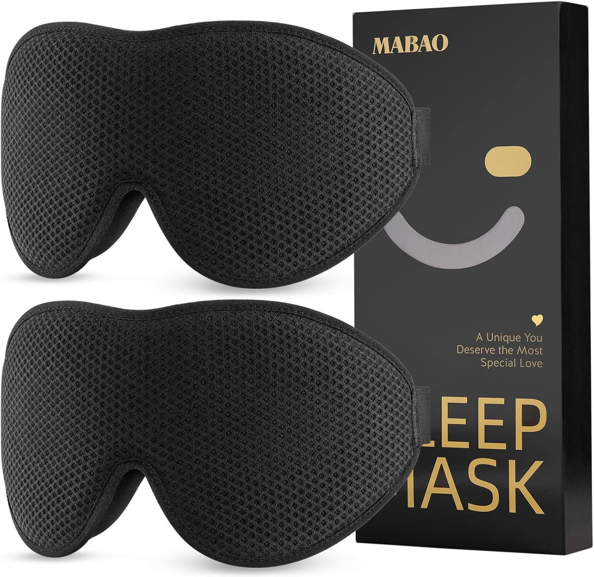 MABAO Sleep Mask for Side Sleeper, Eye Mask for Sleeping Women Men, Black