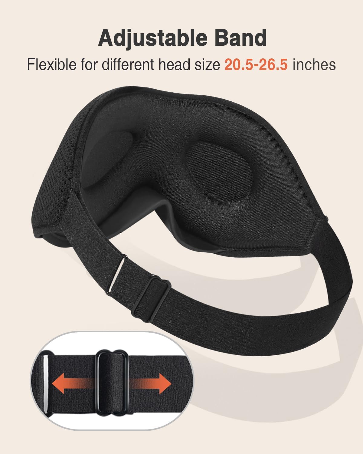 MABAO Sleep Mask for Side Sleeper, Eye Mask for Sleeping Women Men, Black