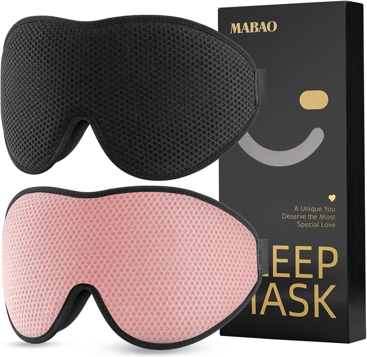 MABAO Sleep Mask for Side Sleeper, Eye Mask for Sleeping Women Men, Black