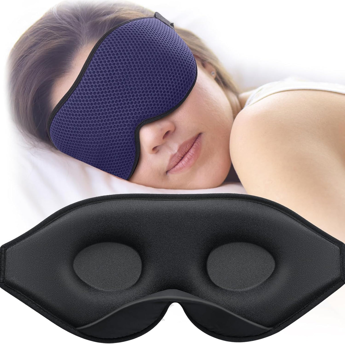 MABAO Sleep Mask for Side Sleeper, Eye Mask for Sleeping Women Men, Black