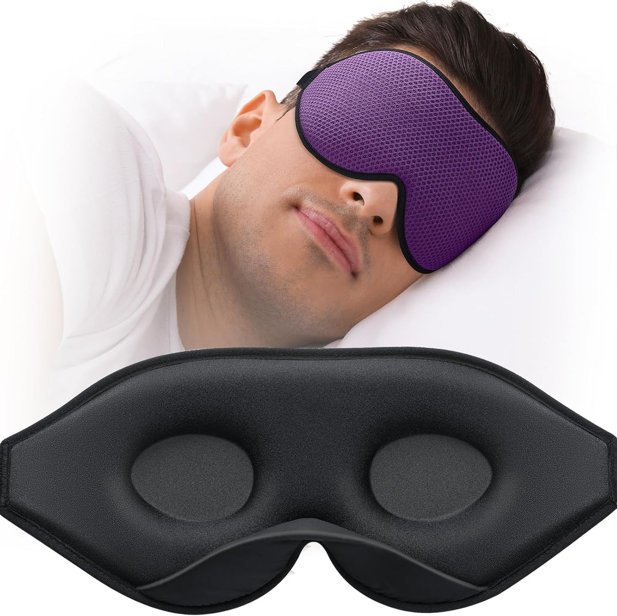 MABAO Sleep Mask for Side Sleeper, Eye Mask for Sleeping Women Men, Black