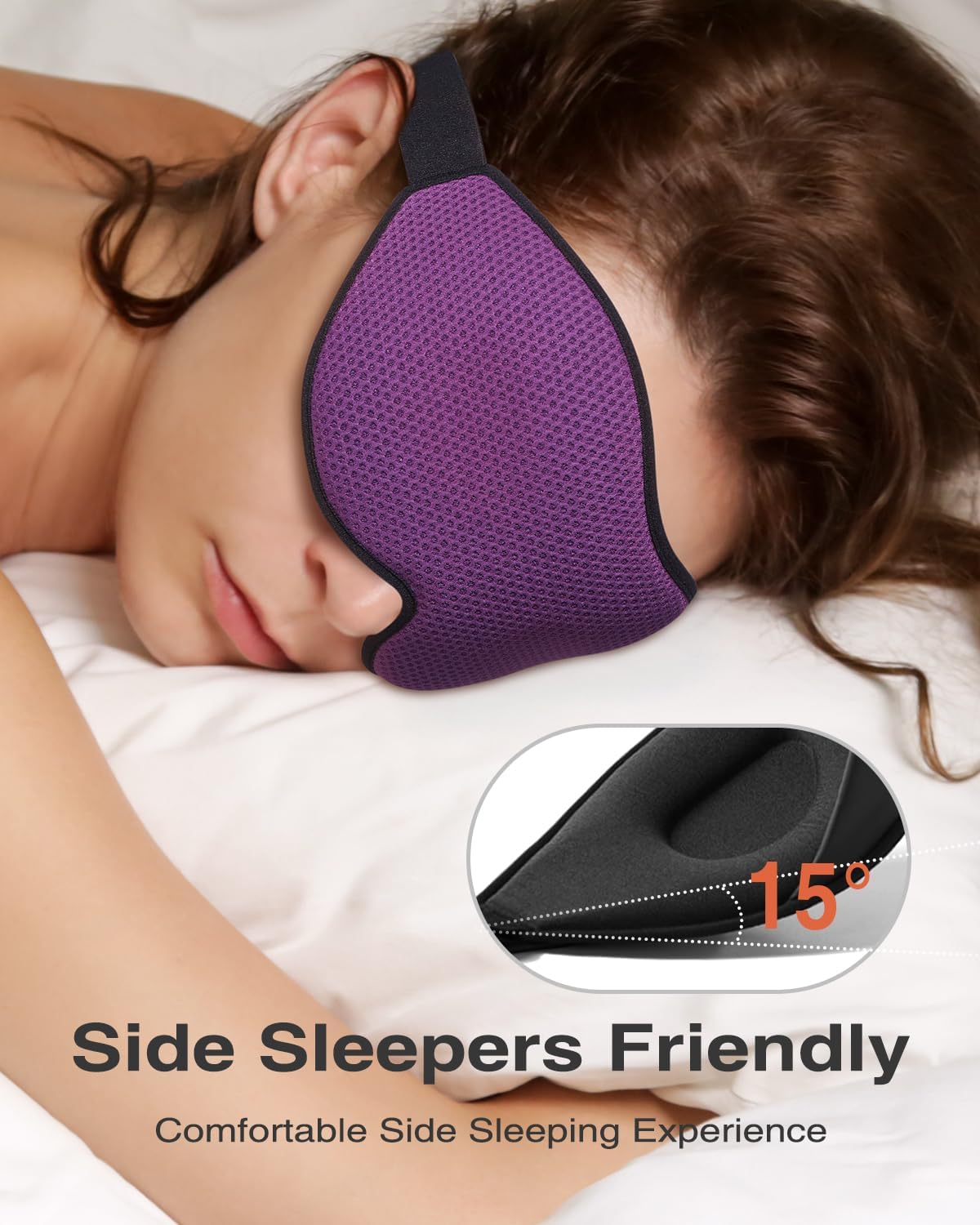 MABAO Sleep Mask for Side Sleeper, Eye Mask for Sleeping Women Men, Black
